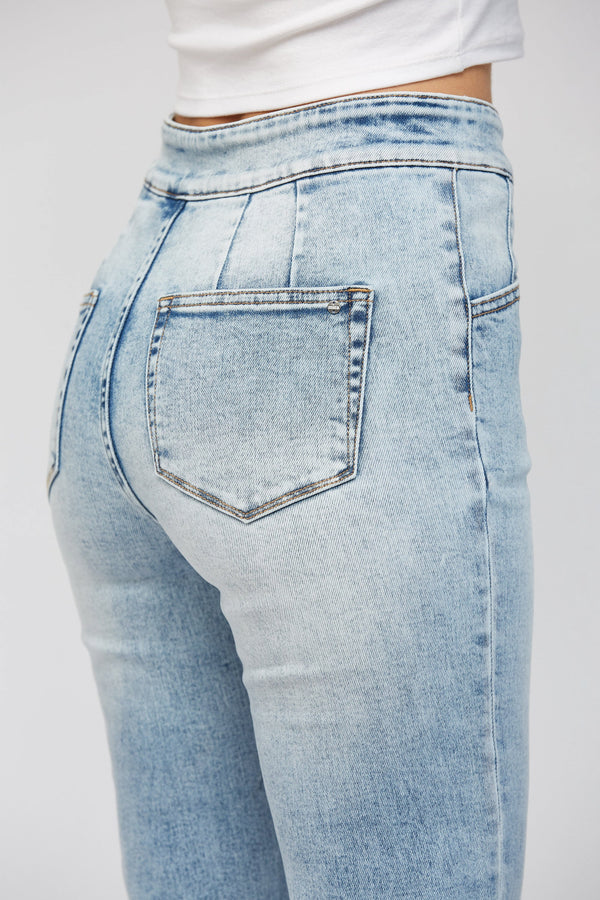 Super High Rise Flare W/ Double Button - 34" Inseam
