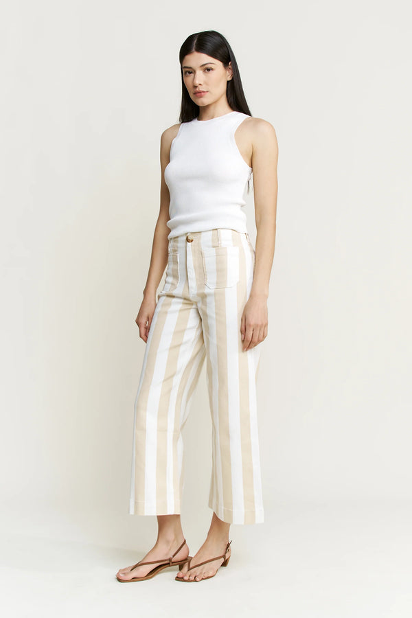 Super High Stripe Cropped Wide Leg