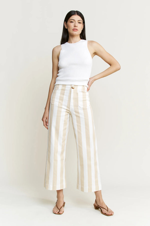 Super High Stripe Cropped Wide Leg