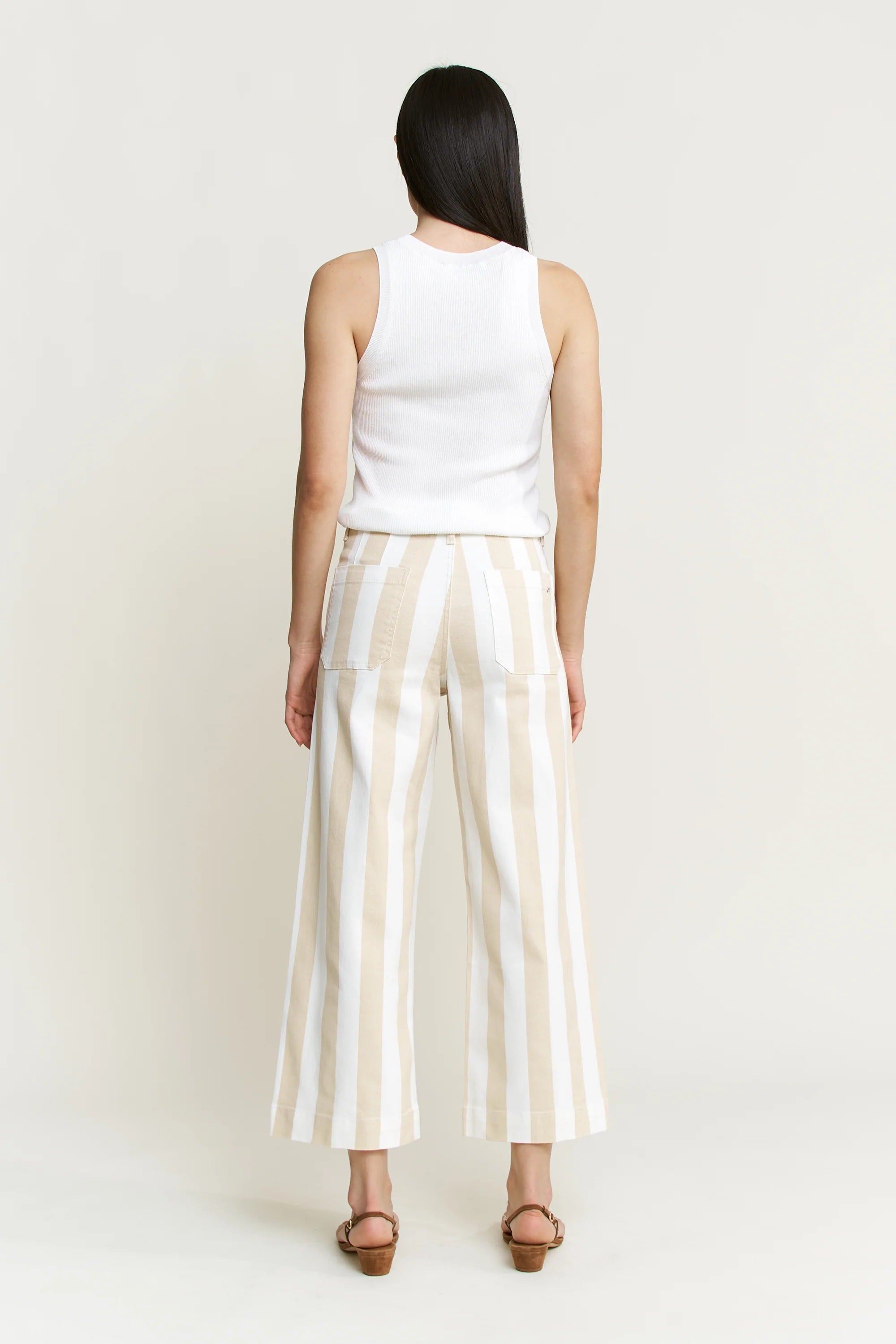 Super High Stripe Cropped Wide Leg