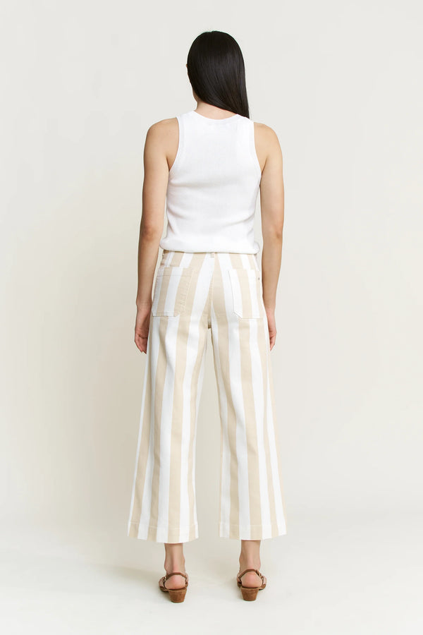 Super High Stripe Cropped Wide Leg