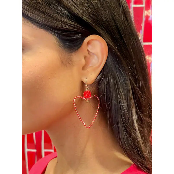 Say That You Love Me Red Heart Shape Hoops