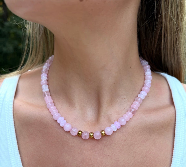 State South Glass Beaded Necklace - Pink