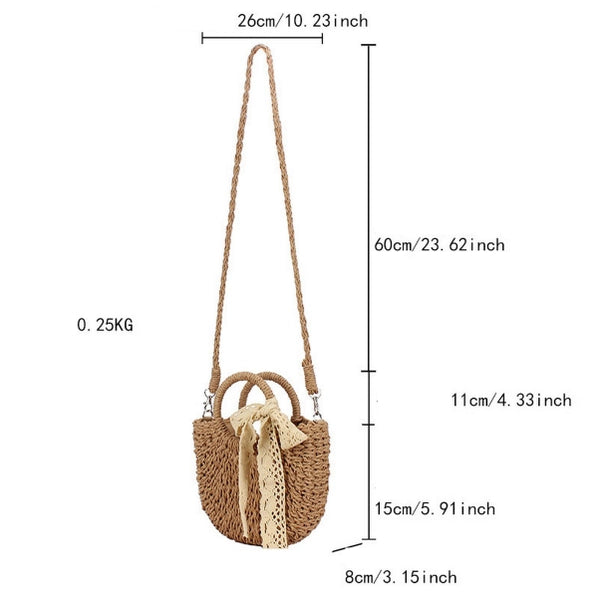 Semi-Circular Straw Handbag