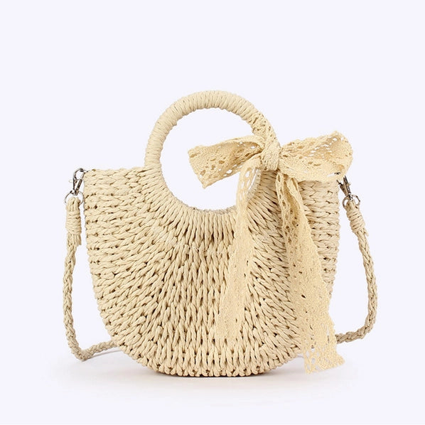 Semi-Circular Straw Handbag