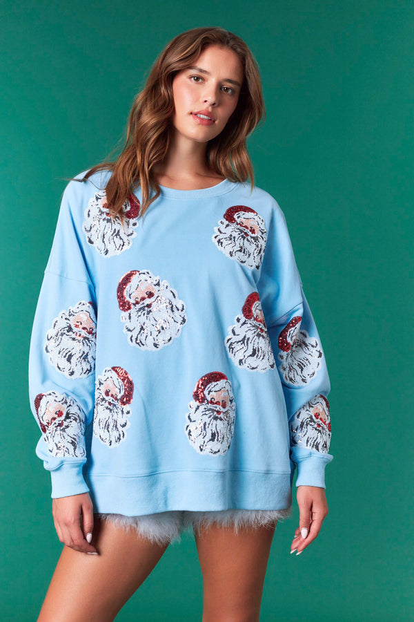 Sequins Santa Detailed Oversize Sweatshirt