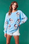 Sequins Santa Detailed Oversize Sweatshirt
