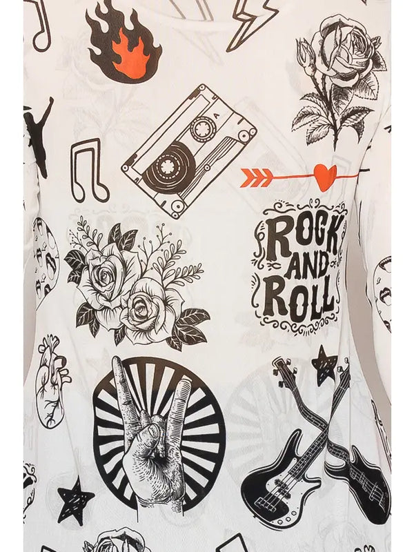 Sheer All-Mesh Long Sleeve Rock n Roll Top