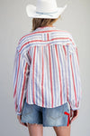 Soft Washed Striped Frayed Trim Shirt