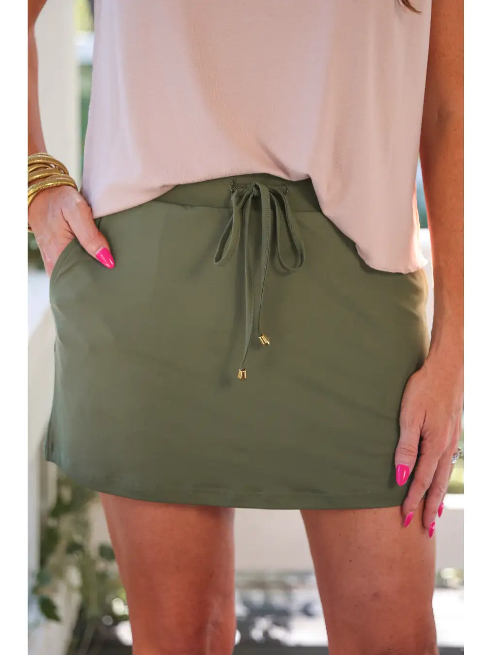 Solid Olive Skort