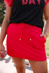 Solid Red Skort