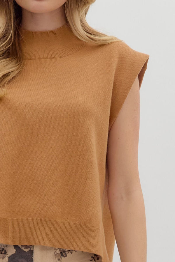 Solid Hi-Lo Pullover Sweater - Camel