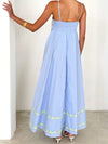Spaghetti Strap Dresses 3D Flower Design Blue