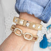 Sparkly Bangles Hinge Link Gold Tone Crystals