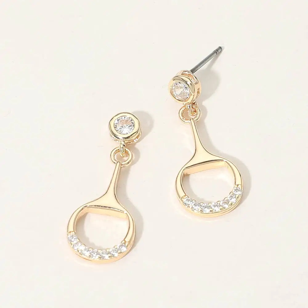 Stone Accent Horsebit Drop Earrings