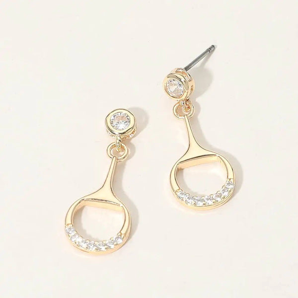 Stone Accent Horsebit Drop Earrings