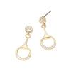 Stone Accent Horsebit Drop Earrings