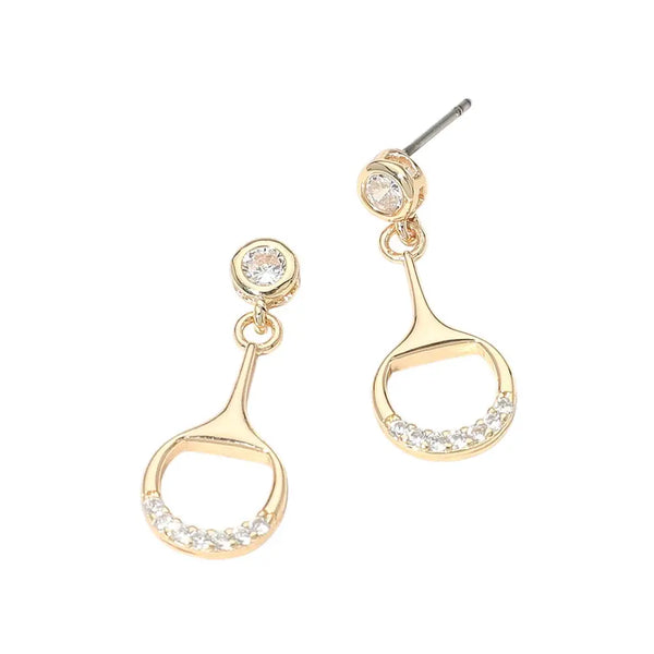 Stone Accent Horsebit Drop Earrings