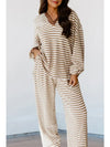 Stripe Collared Pullover & Drawstring Pants Set