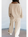 Stripe Collared Pullover & Drawstring Pants Set