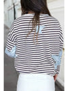 Stripe Star Patch Fall Casual Knit Top