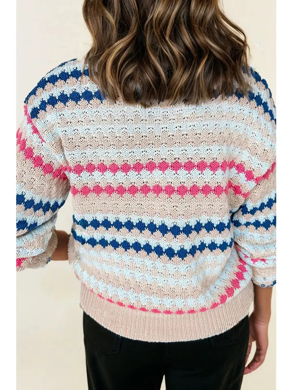 Sweet Breeze Eyelet Stripe Sweater