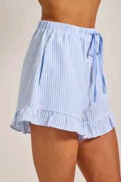 Stripe Ruffle Shorts with Drawstring