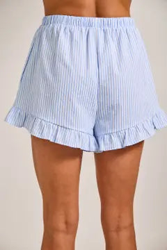 Stripe Ruffle Shorts with Drawstring