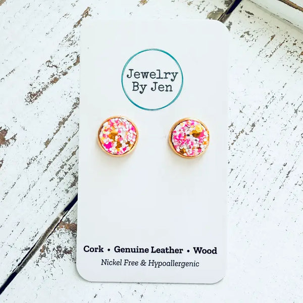 Stud Earrings: Taffy Glitter or White Glitter