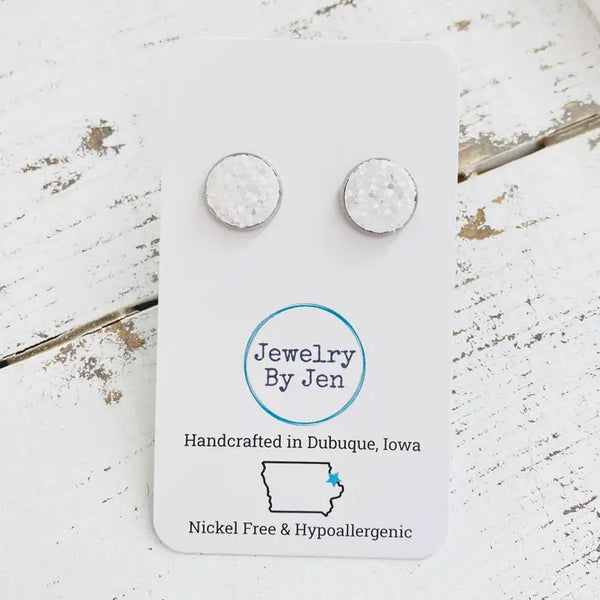 Stud Earrings: Taffy Glitter or White Glitter