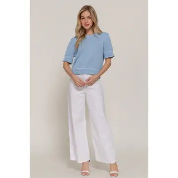 Thread Pop Contrast Sweater, Blue