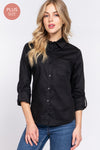 3/4 Roll Up Sleeve Stretch Button Up Shirt