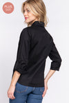 3/4 Roll Up Sleeve Stretch Button Up Shirt