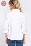 3/4 Roll Up Sleeve Stretch Button Up Shirt