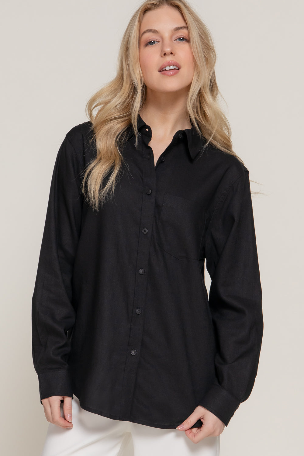 Easy Does It Linen Shirt, Black