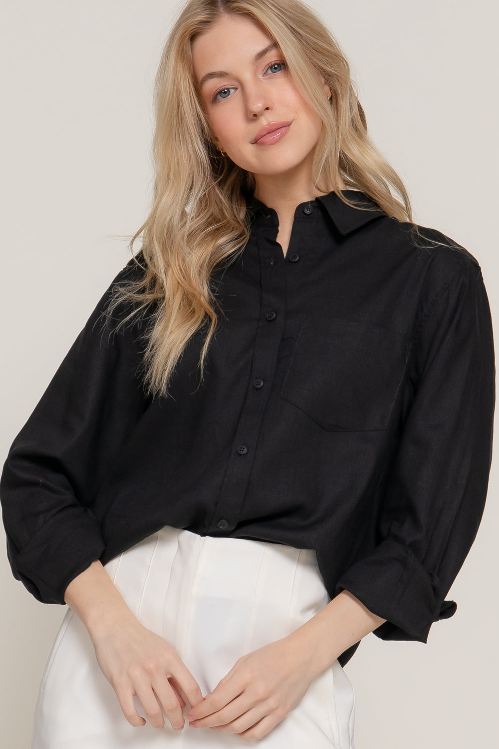 Easy Does It Linen Shirt, Black