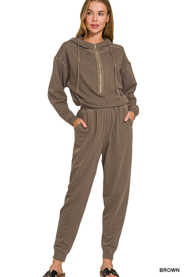 Enzyme Washed French Terry Jumpsuit