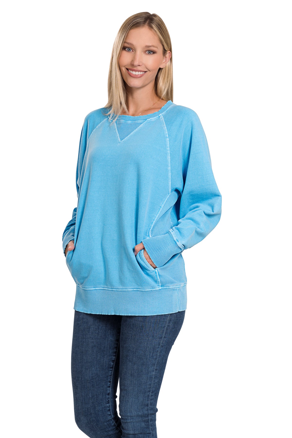 Pigment Dyed French Terry Pullover with Pockets