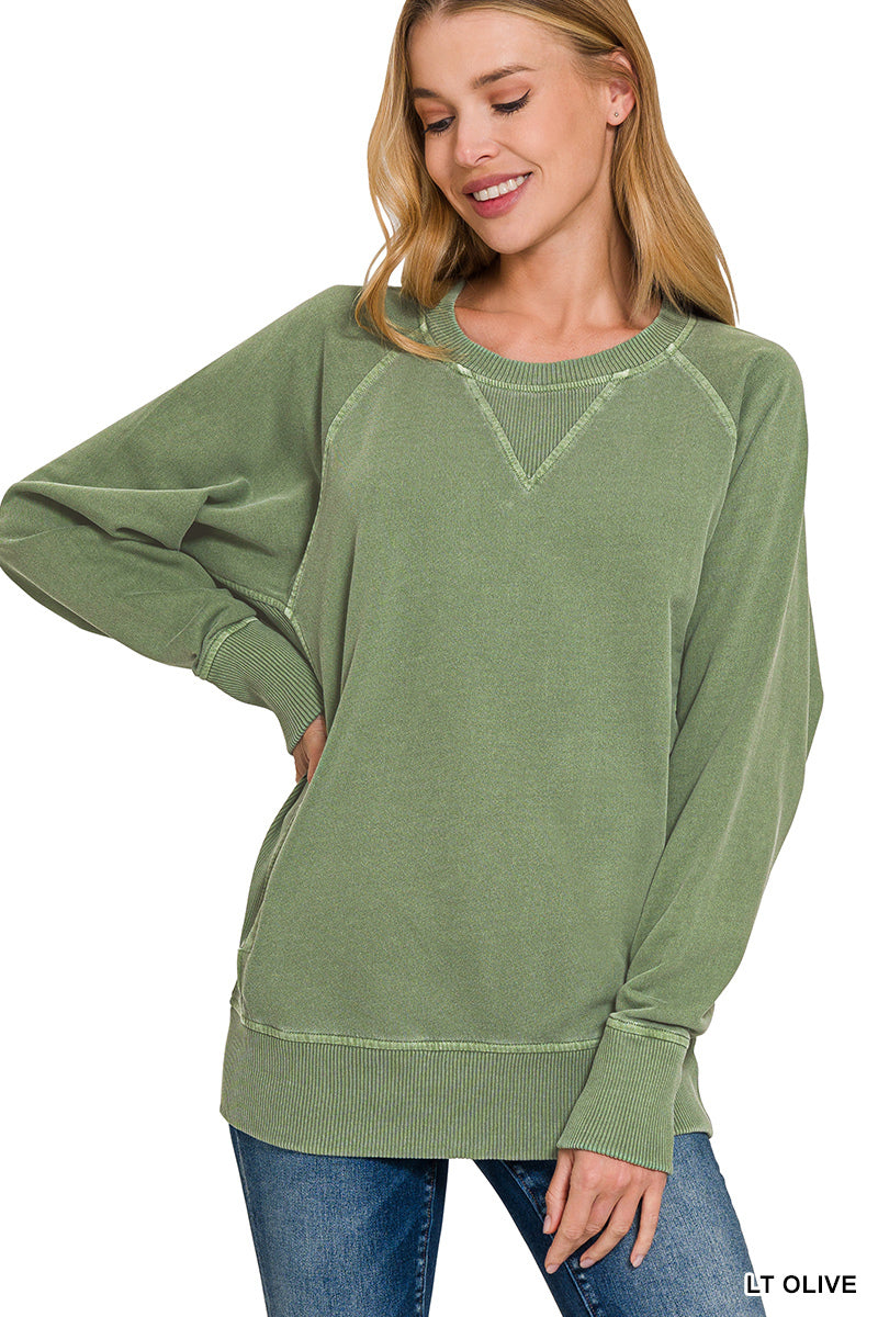 Pigment Dyed French Terry Pullover with Pockets