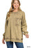 F/Terry Acid Wash Raw Edge Front Pocket Pullover