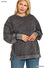 Curvy Fit Acid Wash F/Terry Exposed-Seam Sweatshirt