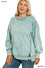 Curvy Fit Acid Wash F/Terry Exposed-Seam Sweatshirt