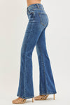 Risen Tummy Control High Rise Flare Jeans with Front Seam Detail