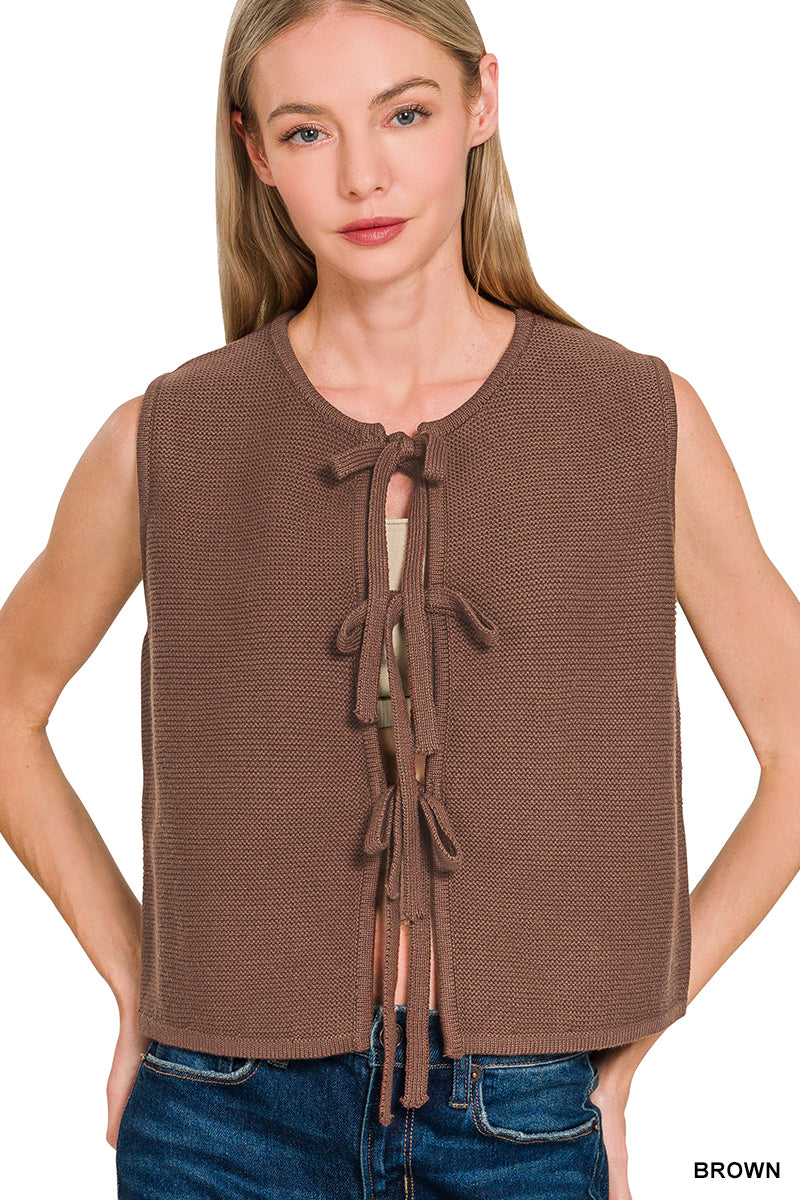 Tie Front Sweater Vest