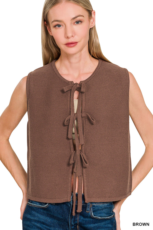 Tie Front Sweater Vest