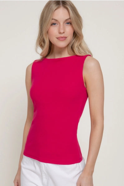 Cotton Boat Neck Tank, Red