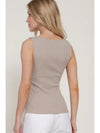 Cotton Boat Neck Tank, Taupe
