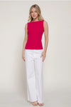 Cotton Boat Neck Tank, Red