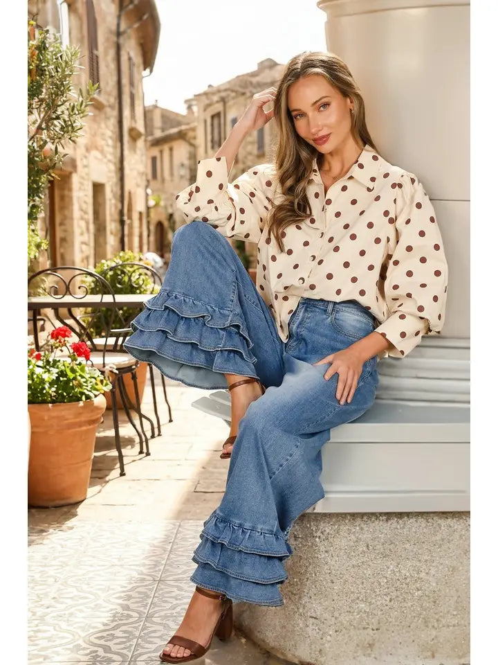 Mocha Dot Darling Blouse
