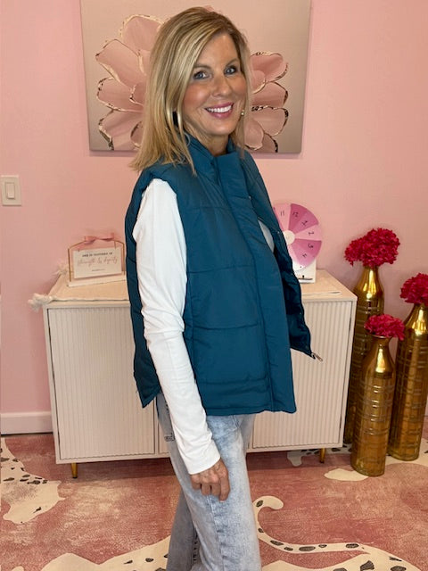 Quilted Vest Teal
